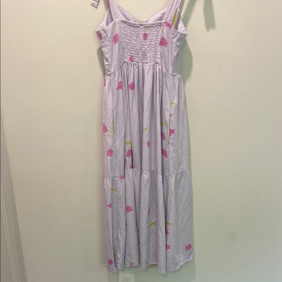 Urban Outfitters Linen Dress Midi Floral Print Dress Size Medium - Picture 9 of 16